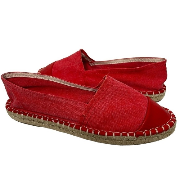Vivi G. Shoes Red Canvas Espadrille Flats - Picture 1 of 14